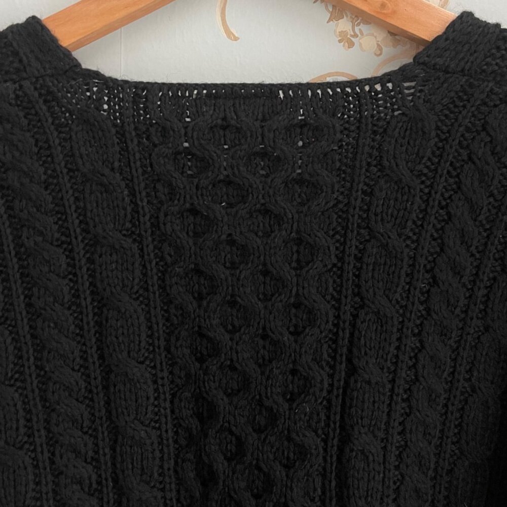 Carraig Donn Irish Cable Knit Fisherman Sweater Size XL Chunky Merino Wool - Picture 6 of 9